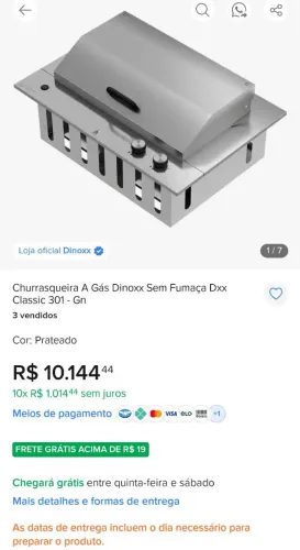 Churrasqueira A Gás Dinoxx DXX Classic 301