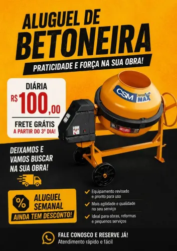 Locação de betoneira para obras