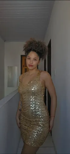 Vestido de Paetê Dourado 