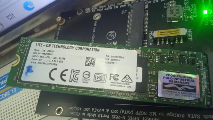 SSD 256GB M.2 Marca Lite-On CV6-8Q256 USADA (SAUDÁVEL, CONFORME FOTO)