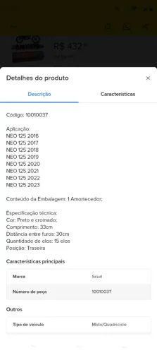 Amortecedor Neo 125