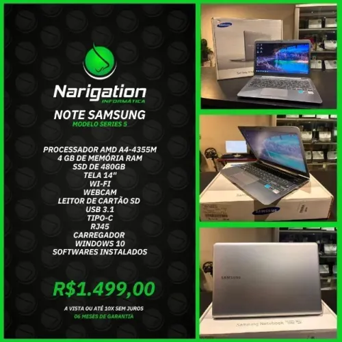 Notebook Samsung Series 5 AMD A4 4gb RAM SSD 480gb