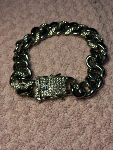 Pulseira Grumet Estilo Ice / Elo Cubano Cravejada (Aço Inox) - Detalhe no Fecho