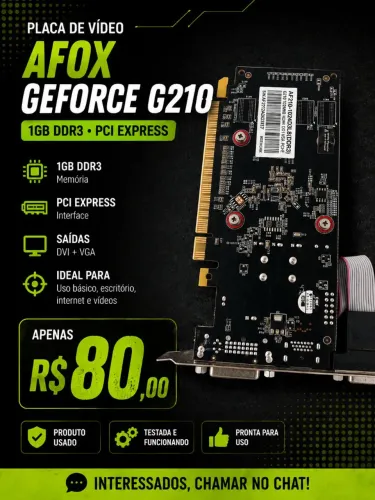 PLACA DE VÍDEO AFOX NVIDIA G210 1GB DDR3