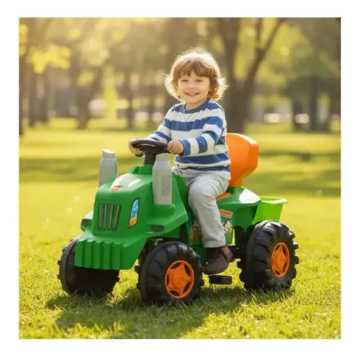 Trator Infantil 2 Em 1 Bandeirante Verde Com Acessórios