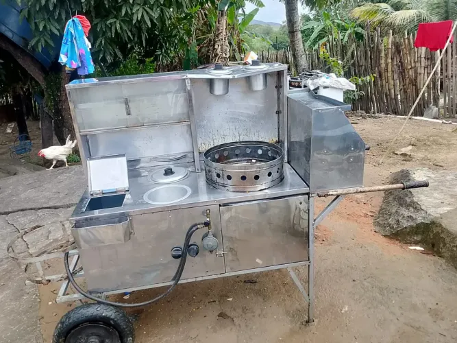 Carrinho 3 em 1 churrasqueira e lanchonete
