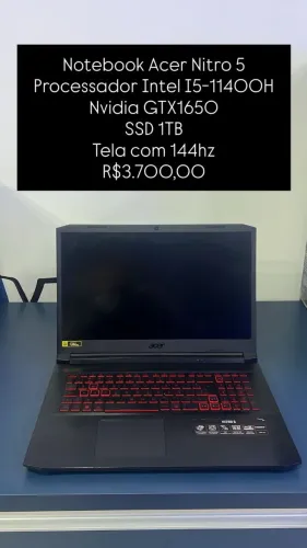 Seminovo: Notebook Acer Nitro 5 Intel I5-11400H Nvidia GTX1650 SSD 1TB 144hz | Loja Fisica