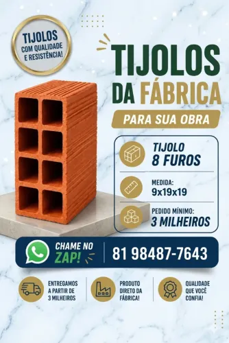 Tijolo tijolos direto de fábrica - pague ao receber - Recife e região