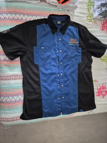 Camisa Harley-Davidson 115 Years Edição Especial Azul e Preta Original - Tam XL/GG