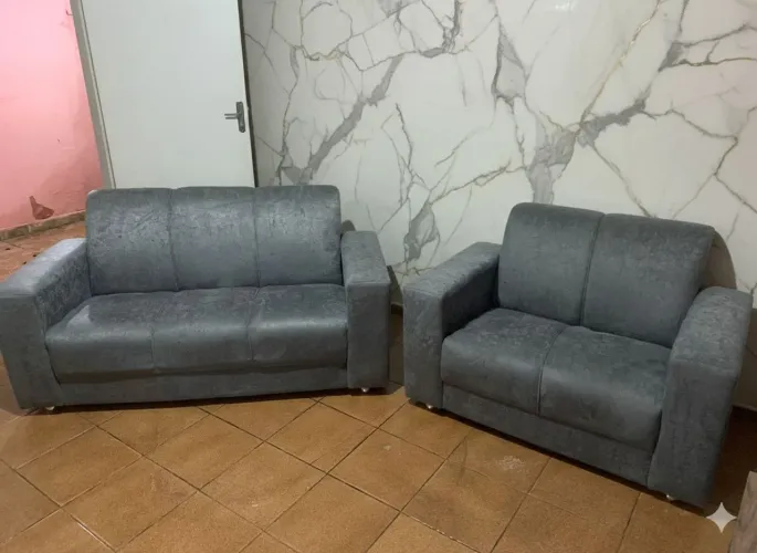 Sofá 3 e 2 lugares novo tecido de suede