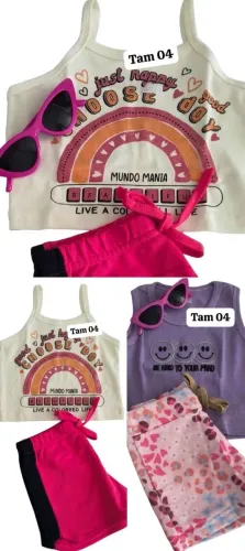 Kit 2 conjuntos cropd Meninas Tam 04, apenas $50 o kit