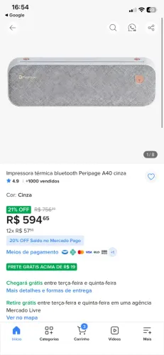 Impressora térmica, peripage a4.