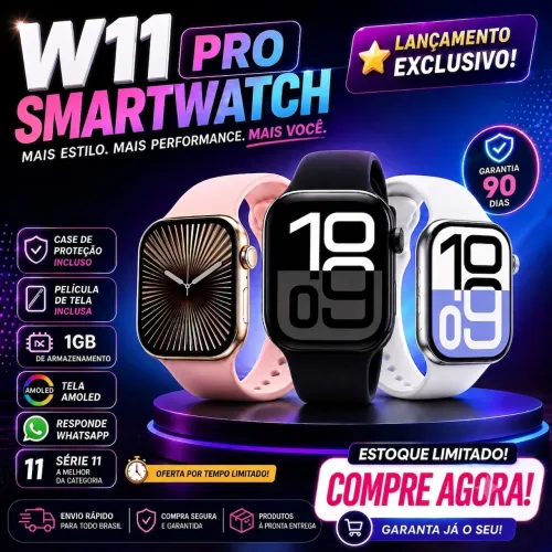 W11 PRO I SÉRIE 11 I 1GB I WHATSAPP I TELA AMOLED I 46MM