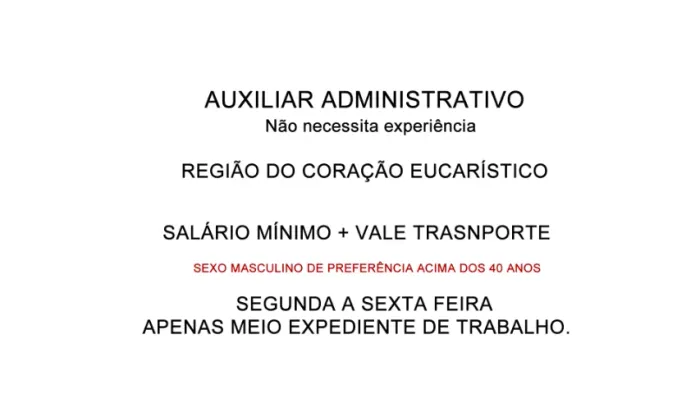 Auxiliar Administrativo - Meio expediente