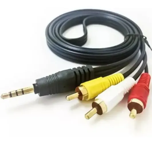 CABO AUXILIAR P2 3 VIAS X RCA ÁUDIO VIDEO TVBOX DVD PORTÁTIL.