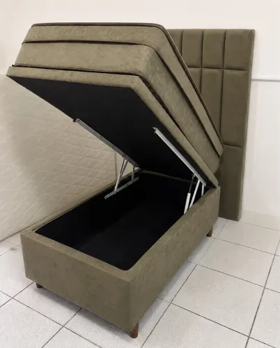 Cama solteiro base baú , colchão e molas e cabeceira