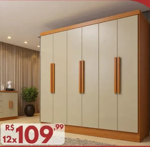 Quarda roupa Bariloche 6 portas 4 gavetas entrega montagem gratis