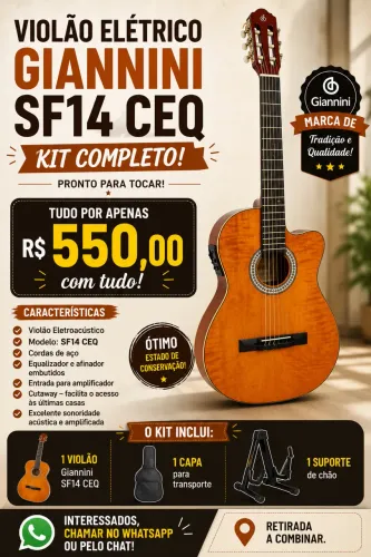 Oferta de violão, capa e suporte! 