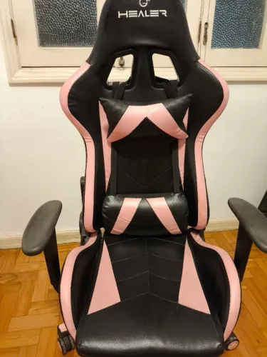Cadeira Gamer Healer (Preta e Rosa)