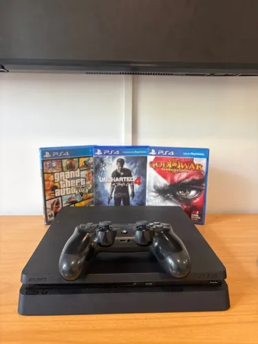 Ps4 slim 500gb - com 3 jogos