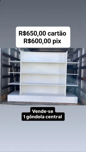 Mobiliário MDF: gôndola central + 4 prateleiras 90x30x1,92 e 2 de 92x30x2,20 em bom estado
