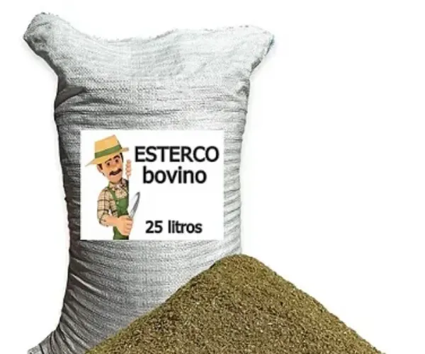 ESTERCO bovino misturado com TERRA PRETA.
