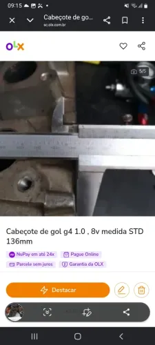 Cabeçote gol g4 1.0 8v  exelente estado 