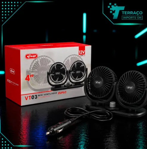 MINI VENTILADOR AUTOMOTIVO DUPLO KNUP 4? 12V