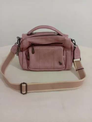 Bolsa Feminina Rosa Empoeirado Nova - Linda, Espaçosa e Super Elegante