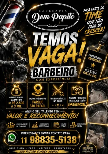 Vaga barbeiro zona leste São Paulo