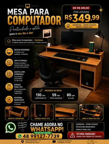 Mesa de MDF 15MM para Computador