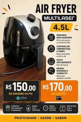 AIR FRAYER 4.5 FRITURA SEM ÓLEO (POUCO USO)