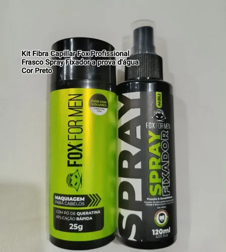 Fibra Capillar Fox Profissional ( Frasco Spray Fixador a prova d'água) Cor Preto