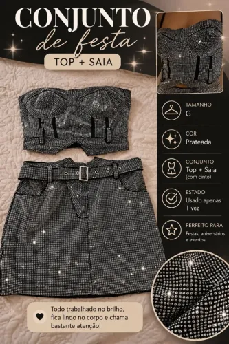 conjunto de festa prateado