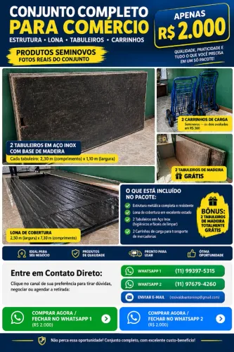 Conjunto de produtos para feirantes