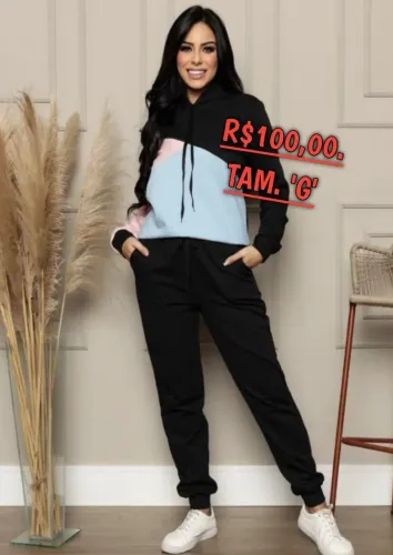 CONJUNTO MOLETOM FEMININO TAMANHO 'G'. ÚLTIMA PEÇA!