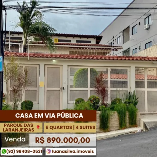 CASA VIA PÚBLICA LARANJEIRAS - Imóvel para venda  com 6 quartos em Flores - Manaus - AM