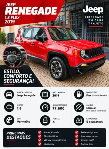 Jeep Renegade Sport 1.8 4X2 Flex 16V Mec. 2019