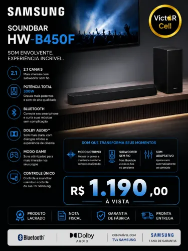 Sound bar Samsung HW450F | Lacrado Com Nota Fiscal