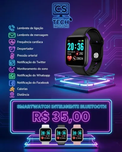 Smartwatch Relógio Digital Inteligente Bluetooth