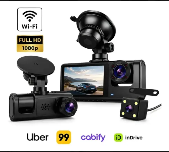 Câmera automotivo veicular dashcam - 3 cameras