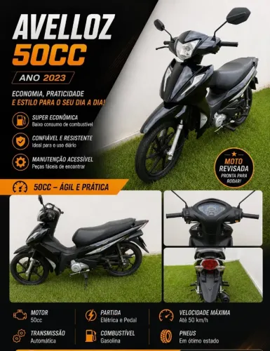 Avelloz AZ1 50cc 2023 - Econômica, Documentação em Dia, Pronta para Rodar