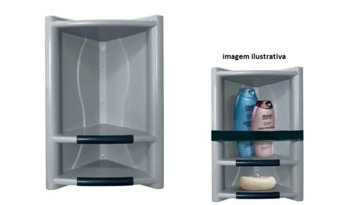 suporte para utilidades porta shampoo e outros cinza  288x146x417mm 25721
