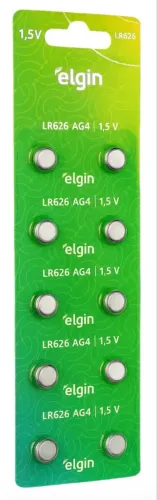 Bateria Elgin LR626 cartela com 10 unidades lacradas