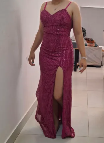 Vestido de Festa/Formatura Rosa Fúcsia Brilhoso