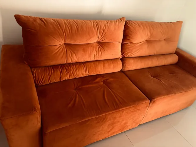 Vendo Sofá 4 Lugares Retrátil Máximo 2.50m Veludo Terracota