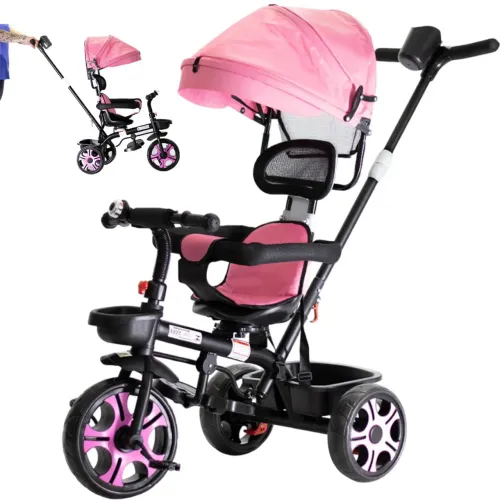 Triciclo Zupa Passeio e Pedal Rosa Baby Style Novo
