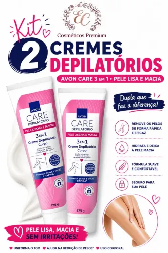 Kit Creme Depilatório para o corpo Avon Care,125g ( 2 produtos)