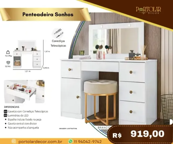 Penteadeira dos sonhos, a pronta entrega