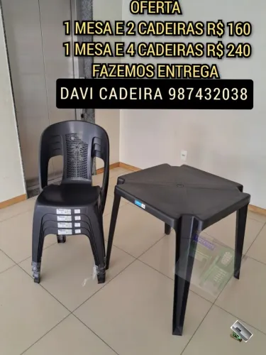 MESA MAIS CADEIRA DE PLASTICO MD SN PRA LEVAR HJ HOJE